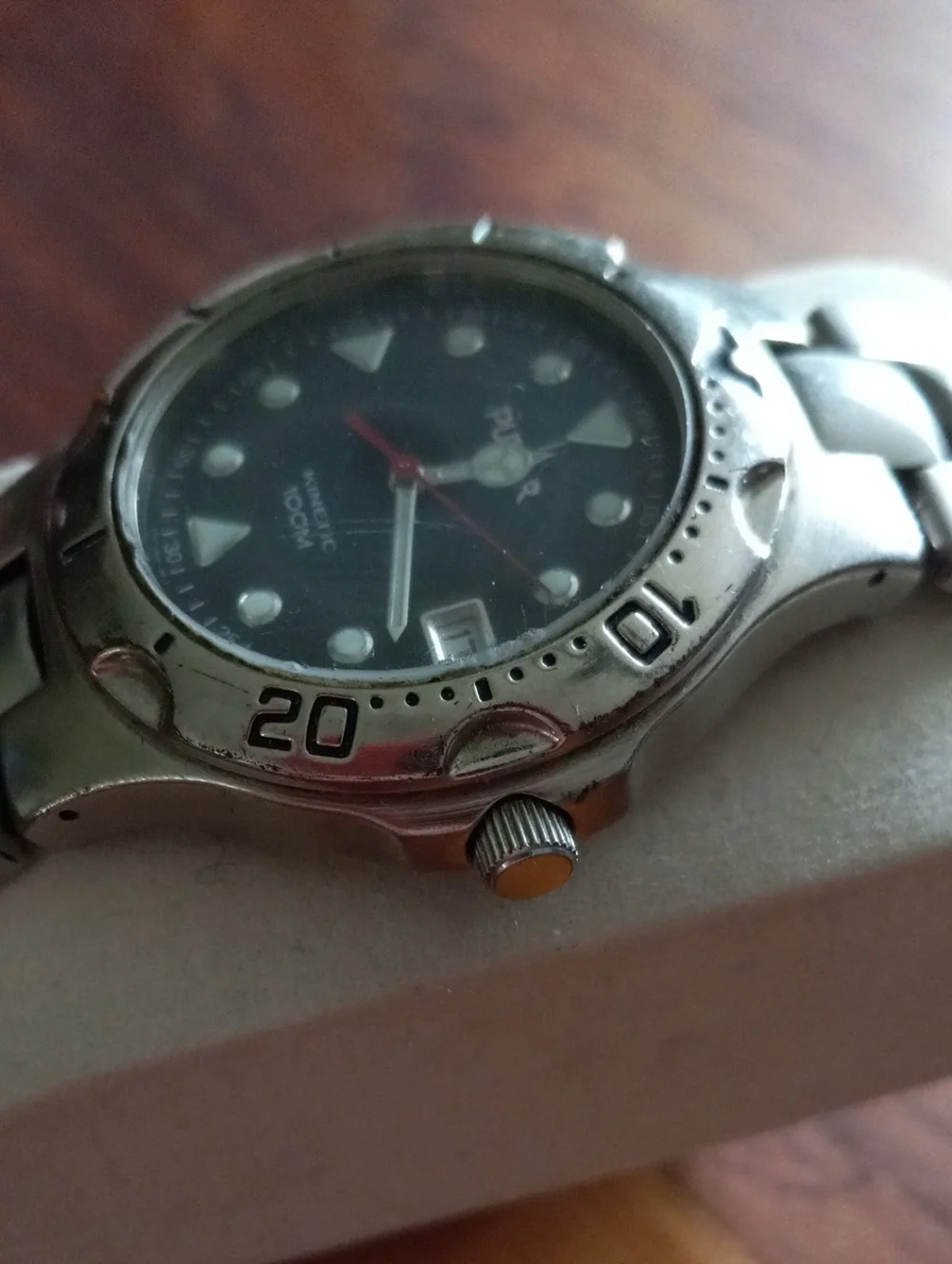 Pulsar Kinetic YT57-0B00 Stainless Steel Watch with Black Dial